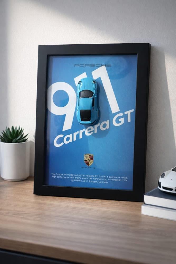 Porsche 911 Carrera 3D Die-caste Frame for Home decor (unlicensed)