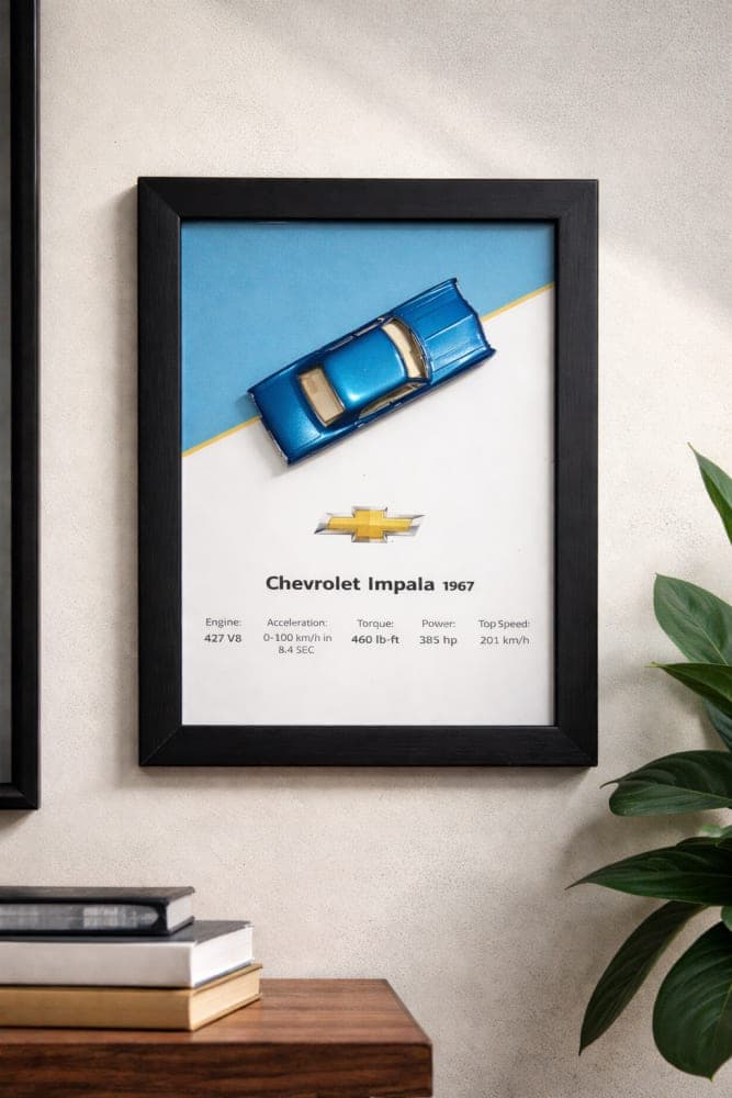 Chevrolet Impala 3D Die-Cast Car Frame – Premium Wall Decor