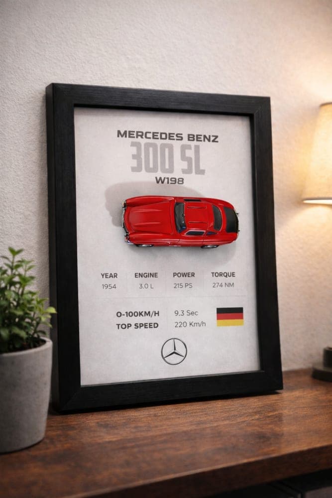 Mercedes Benz 300SL 3D Frame – Premium Wall Art
