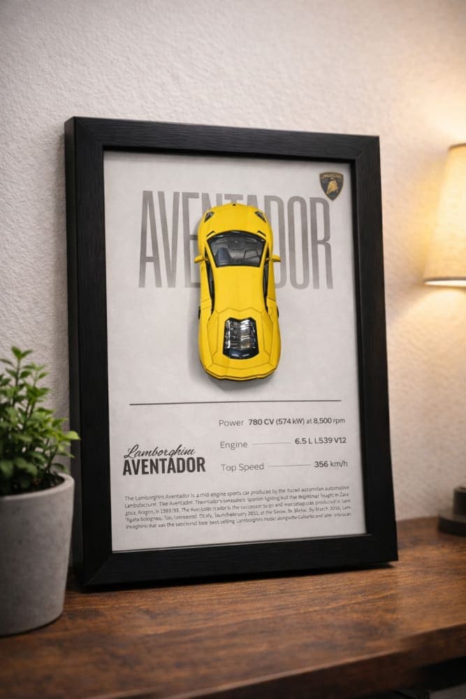 Lamborghini Aventador 3D Frame – Premium Wall Art