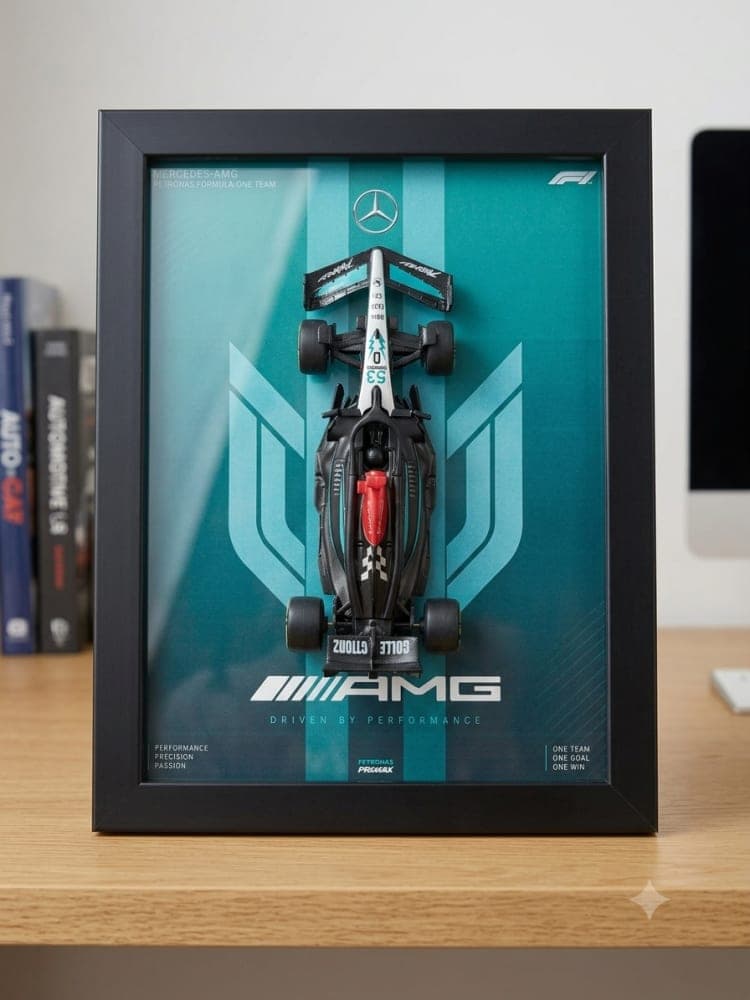 Mercedes-AMG Petronas Formula 1 3D Diecast Car Frame – 1:64 Scale